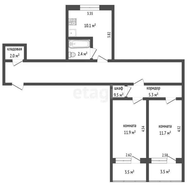 2-комнатная квартира: Ялта, улица Мухина, 20 (43.9 м) - Фото 0