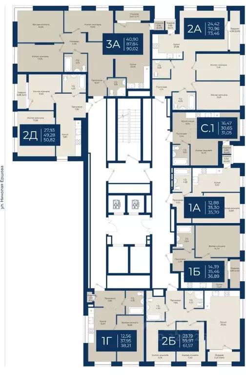 2-к кв. Татарстан, Казань Нова жилой комплекс (73.46 м) - Фото 1