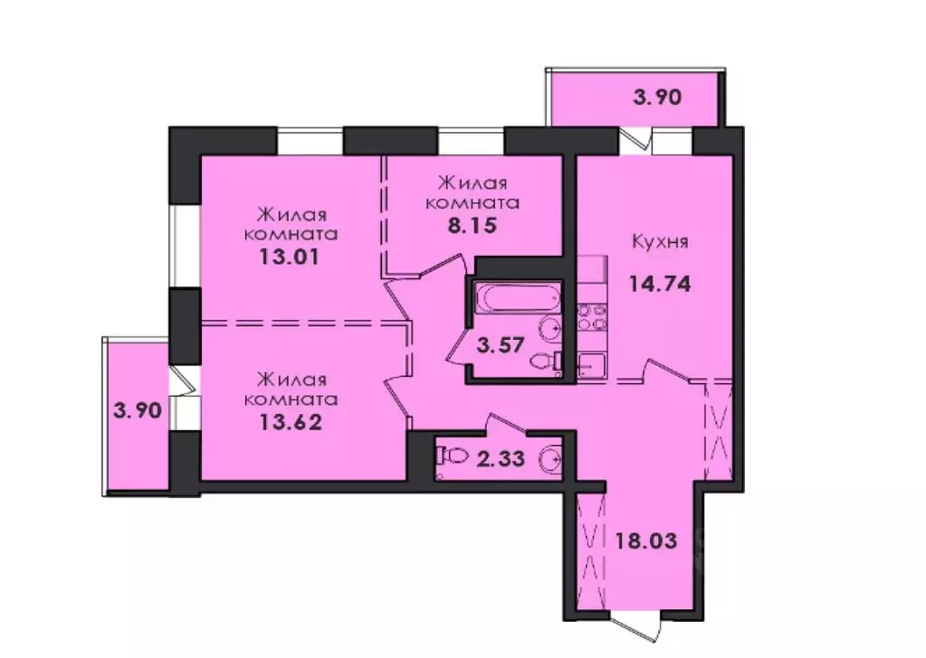 3-к кв. Иркутская область, Иркутск ул. Якоби, 8 (81.25 м) - Фото 2