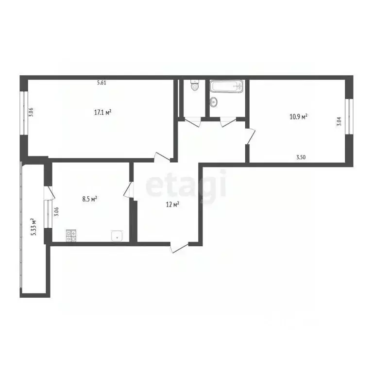 2-к кв. Псковская область, Псков Юбилейная ул., 46 (52.3 м) - Фото 1
