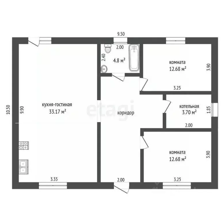 Дом в Оренбургская область, Оренбургский район, с. Нежинка ул. ... - Фото 1