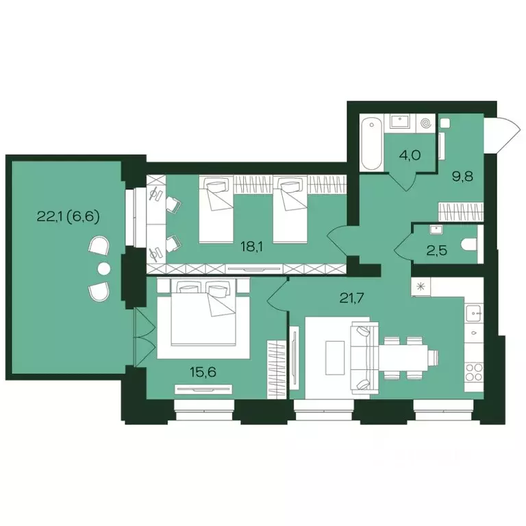 2-к кв. Чувашия, Чебоксары просп. Чебоксарский (78.3 м) - Фото 1