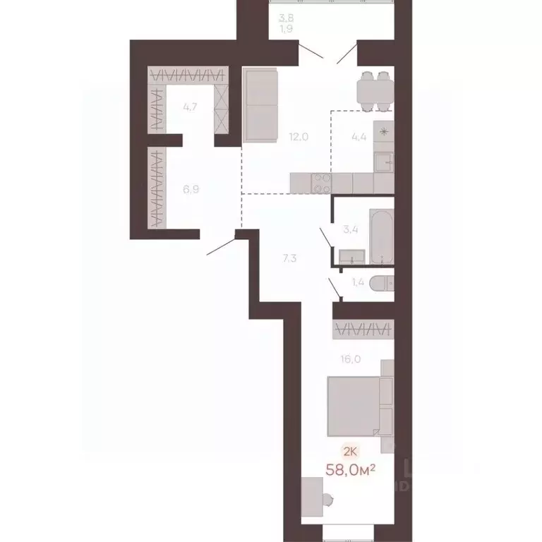 2-к кв. Алтайский край, Новоалтайск ул. Южсиба, 52А (58.0 м) - Фото 0