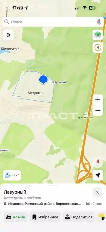 Участок в деревня Медовка, КП Лазурный, Лазурная улица, 533 (9.4 м) - Фото 2