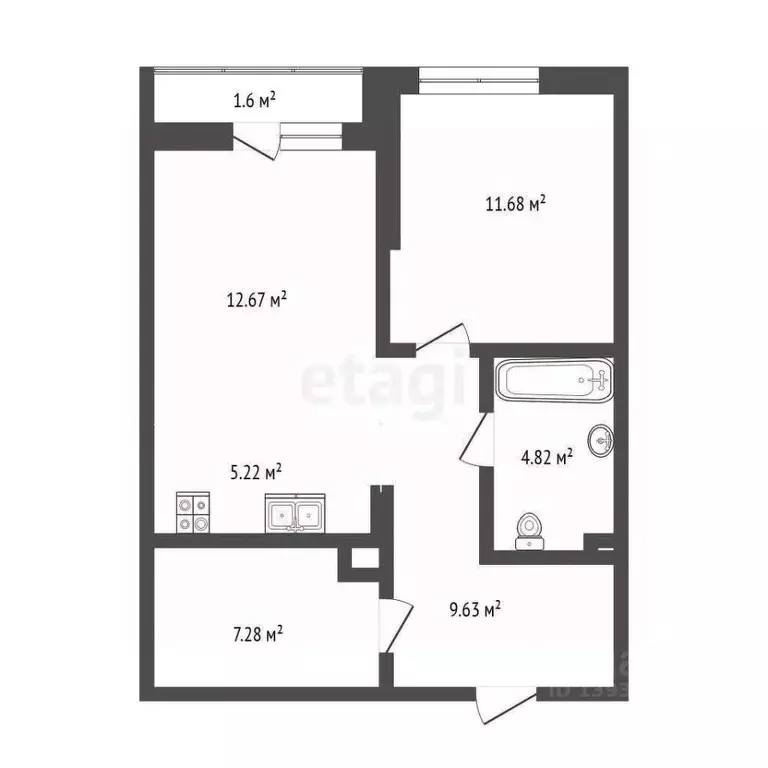 1-к кв. Тюменская область, Тюмень ДОК мкр, ул. Воронинская, 47 (51.2 ... - Фото 2