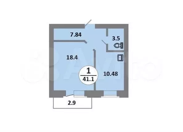 1-к. квартира, 41,1м, 13/14эт. - Фото 0