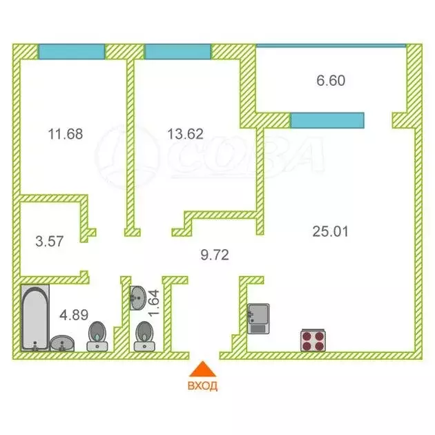 2-комнатная квартира: Тюмень, Краснооктябрьская улица, 8 (77 м) - Фото 0