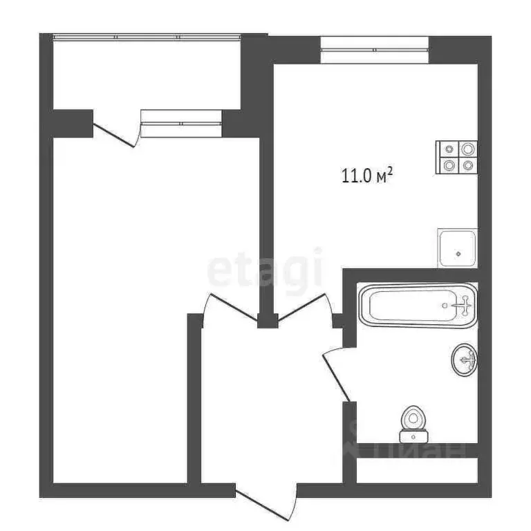 1-к кв. Ярославская область, Ярославль ул. 2-я Мельничная, 37А (39.0 ... - Фото 2