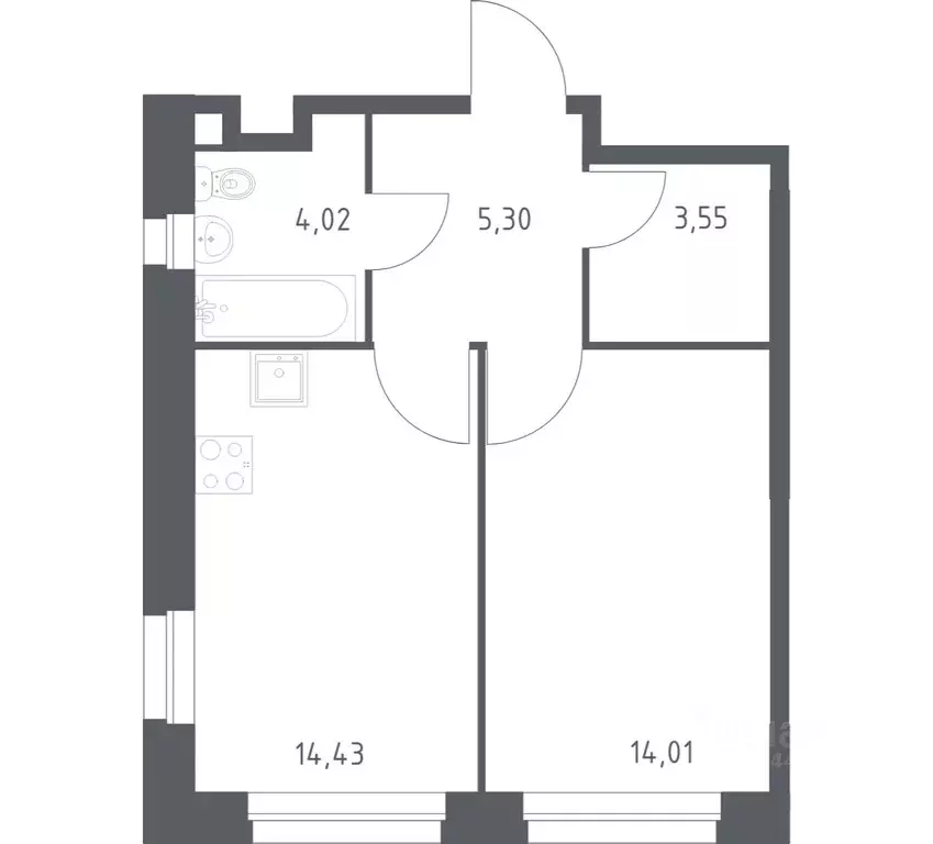 1-к кв. Москва д. Столбово, Эко Бунино жилой комплекс, 13 (41.31 м) - Фото 1