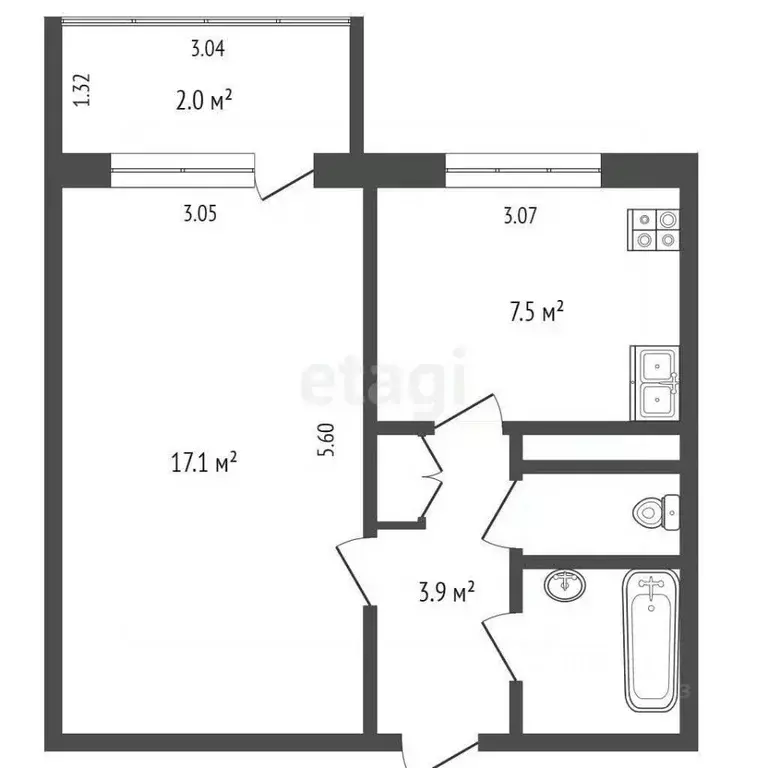 1-к кв. Псковская область, Псков Рижский просп., 67А (32.9 м) - Фото 1