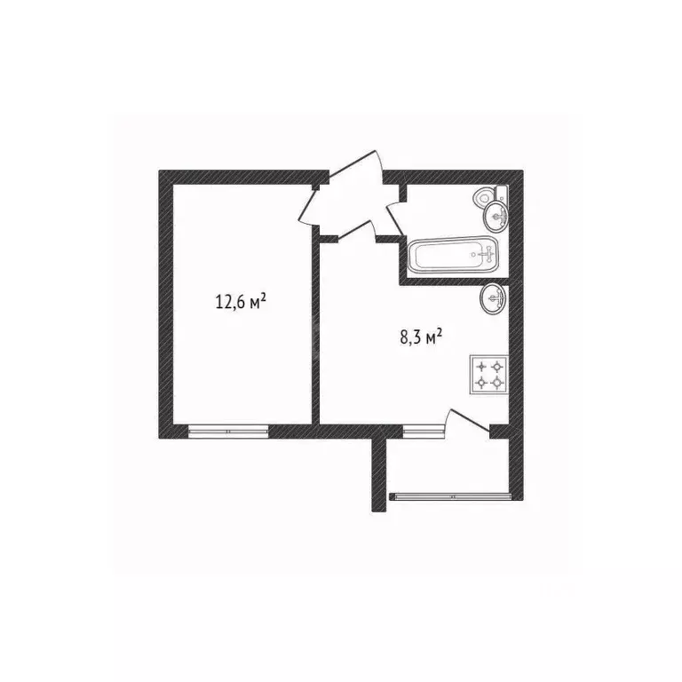 1-к кв. Белгородская область, Белгород ул. Губкина, 44в (26.7 м) - Фото 2