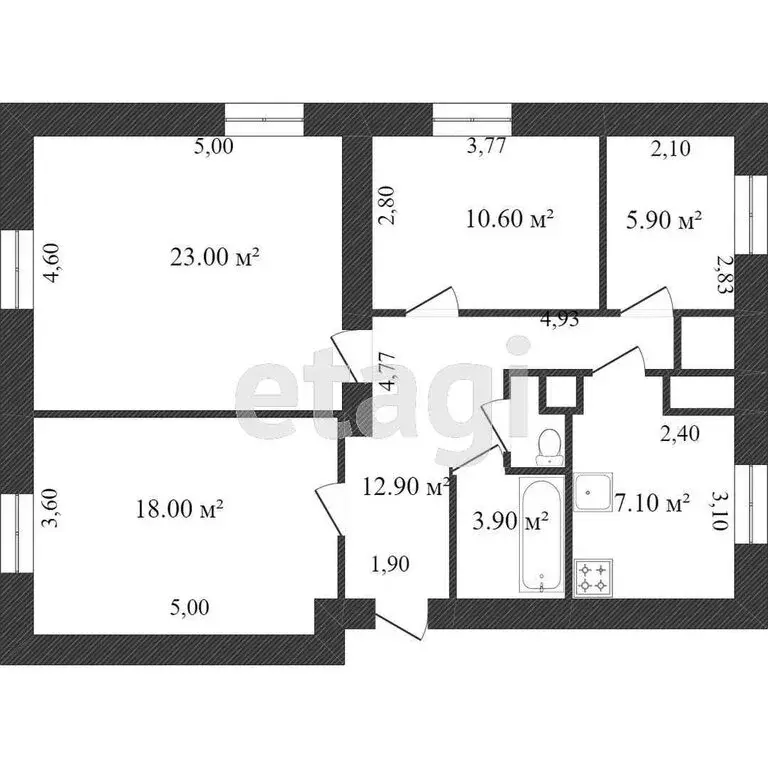 1к в 4-комнатной квартире (18.7 м) - Фото 0