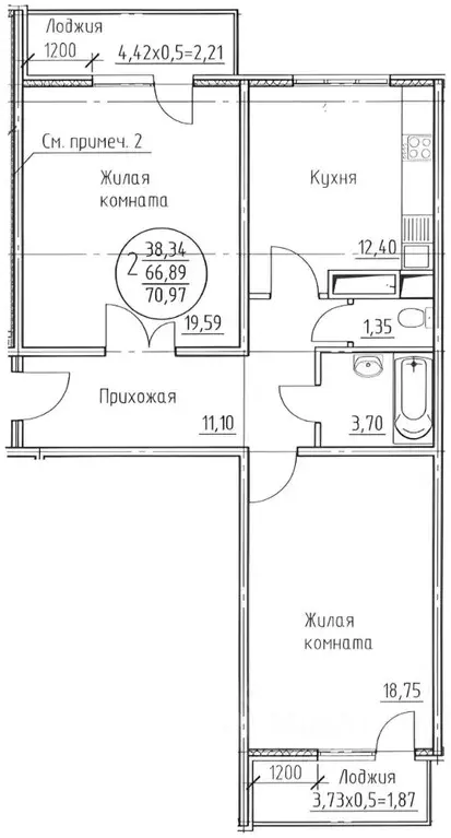 2-к кв. Адыгея, Тахтамукайский район, Яблоновский пгт ул. Кобцевой, ... - Фото 2