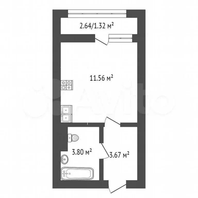 Квартира-студия, 20,4 м, 6/9 эт. - Фото 0