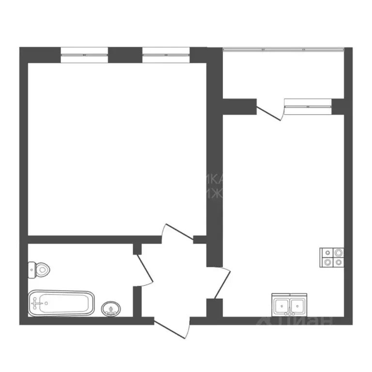 1-к кв. Тюменская область, Тюмень ул. Александра Матросова, 1к2 (52.9 ... - Фото 2