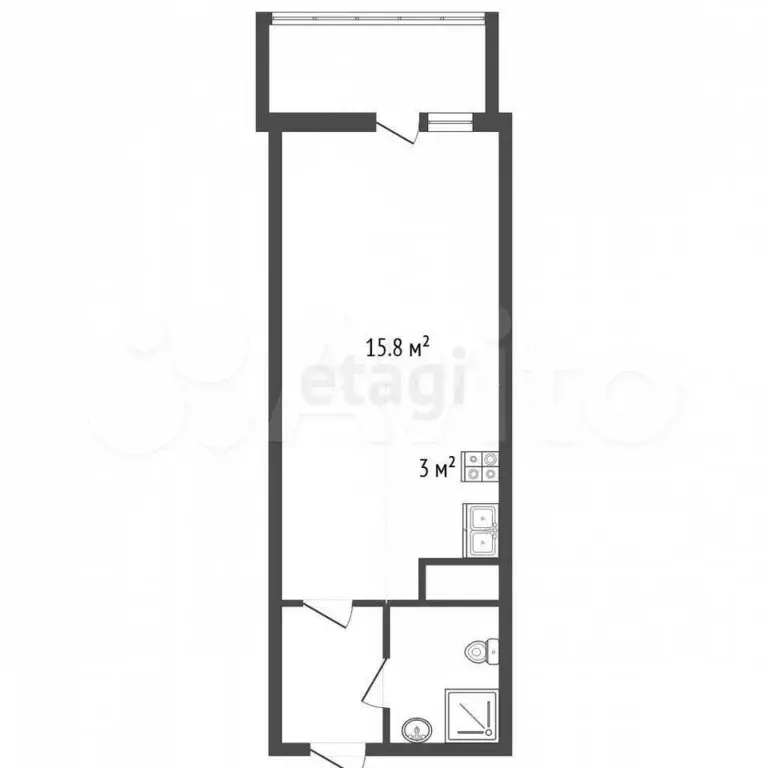 Квартира-студия, 20,5 м, 8/15 эт. - Фото 0