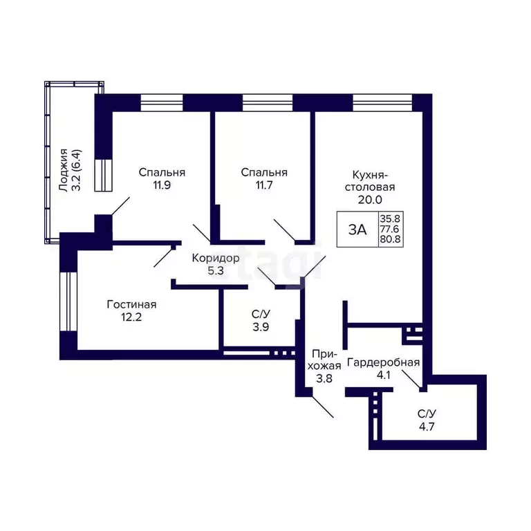 Продаётся 3-к квартира, 80.8 м - Фото 1