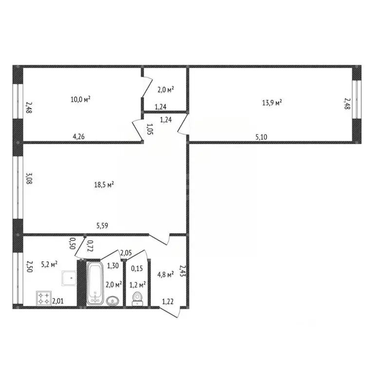3-к кв. Башкортостан, Уфа Интернациональная ул., 117 (54.9 м) - Фото 2