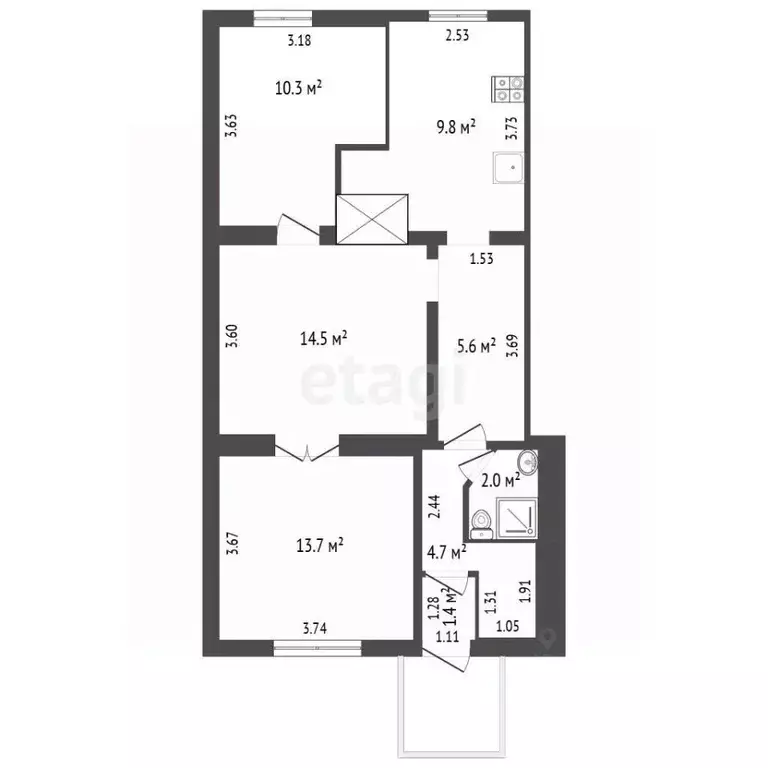 3-к кв. Вологодская область, Кириллов Молодежная ул., 15 (64.4 м) - Фото 2