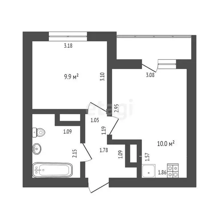 1-комнатная квартира: Дударева, улица Сергея Джанбровского, 11 (32 м) - Фото 0