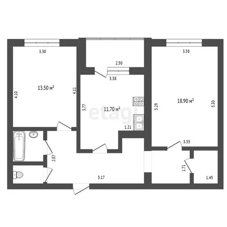 2-комнатная квартира: Чебоксары, улица Энтузиастов, 34 (66.2 м) - Фото 1