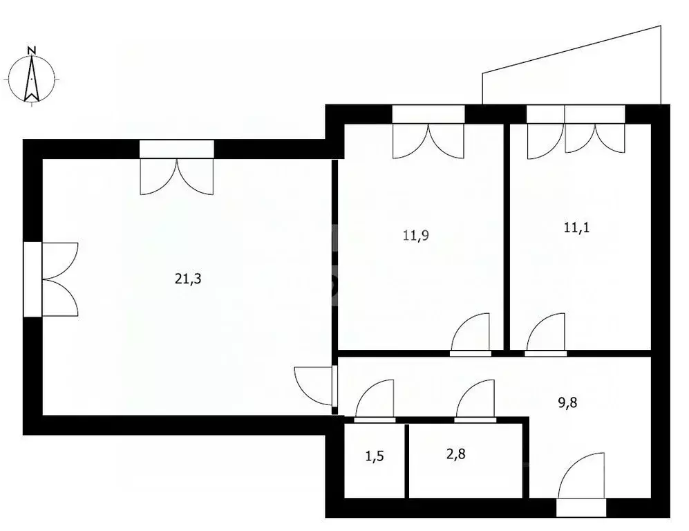 2-к кв. Томская область, Томск ул. Елизаровых, 15/1 (58.4 м) - Фото 2