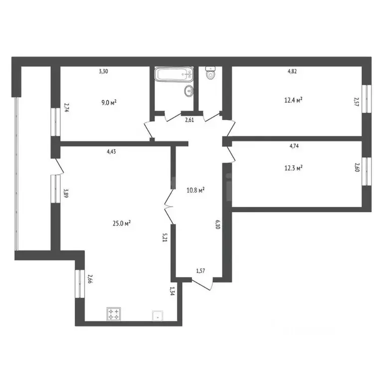 4-к кв. Амурская область, Благовещенск ул. Калинина, 142/6 (77.8 м) - Фото 1