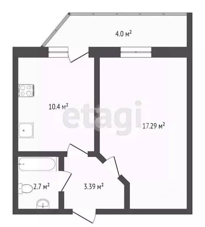 1-к кв. Калининградская область, Калининград ул. Нансена, 13 (34.7 м) - Фото 2
