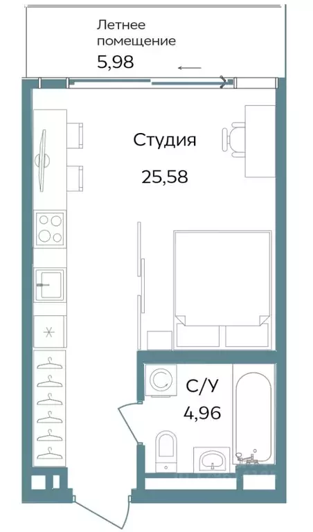 Студия Крым, Саки ул. Морская (36.59 м) - Фото 0