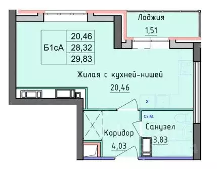 Студия Ярославская область, Ярославль ул. Дядьковская, 48 (29.83 м) - Фото 2