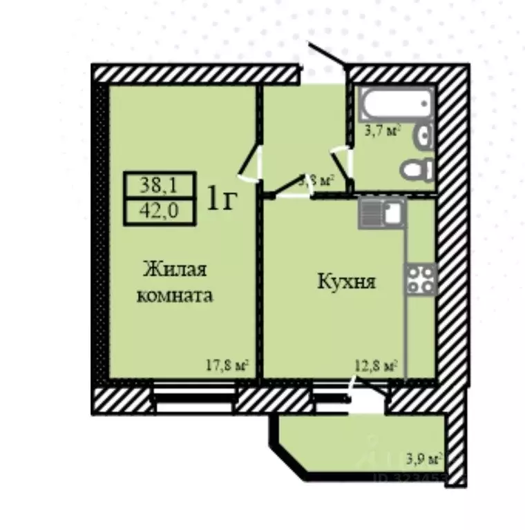 1-к кв. Тамбовская область, Тамбов ул. Имени С.И. Савостьянова, 3 ... - Фото 2