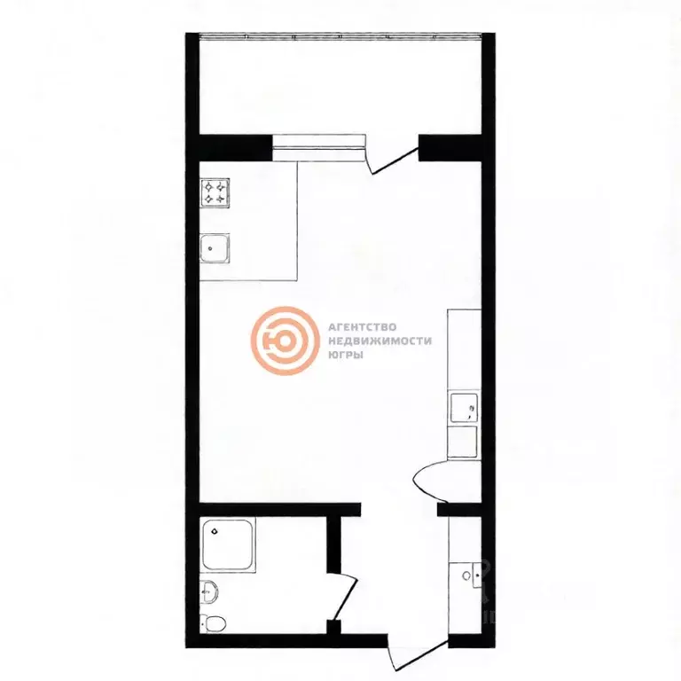 Студия Тюменская область, Тюмень Велижанская ул., 66к1 (25.5 м) - Фото 2