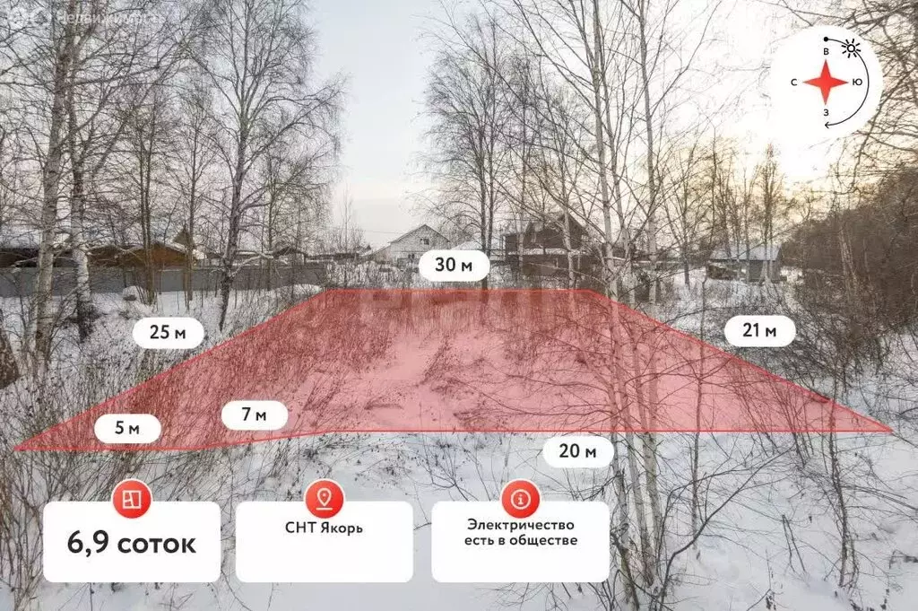 Участок в Тюмень, садовое товарищество Якорь, Рябиновая улица (6.9 м) - Фото 2