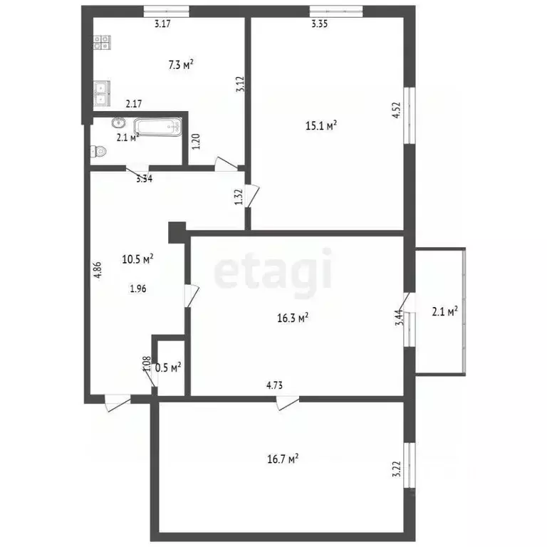 3-к кв. Ростовская область, Ростов-на-Дону Портовая ул., 184 (68.5 м) - Фото 1