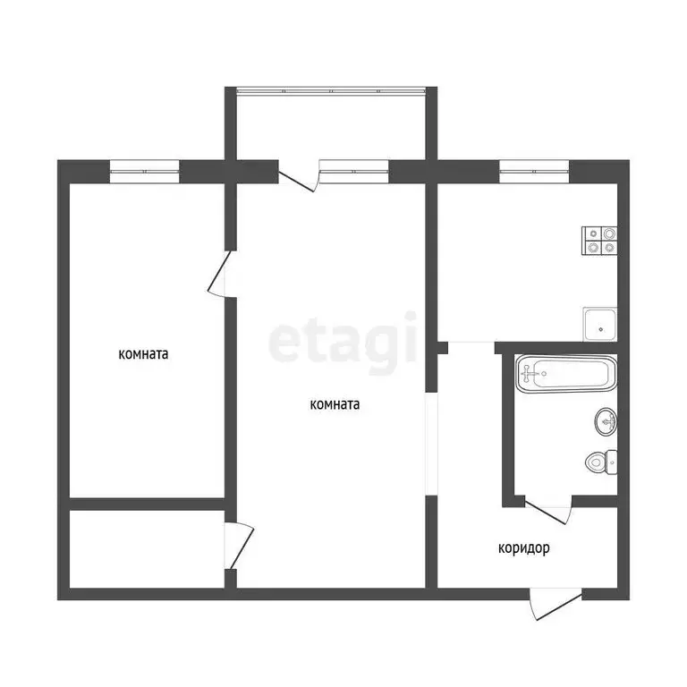 2-комнатная квартира: Челябинск, улица Кудрявцева, 16 (46.2 м) - Фото 1