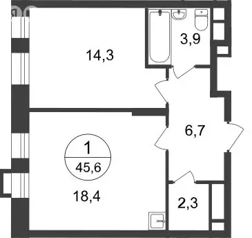 1-комнатная квартира: Московский, улица Лаптева, 9 (45.6 м) - Фото 0