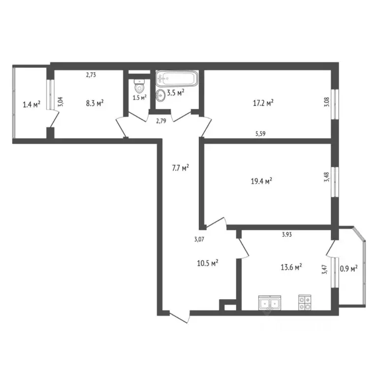 3-к кв. Тюменская область, Тюмень Широтная ул., 129к1 (81.7 м) - Фото 2