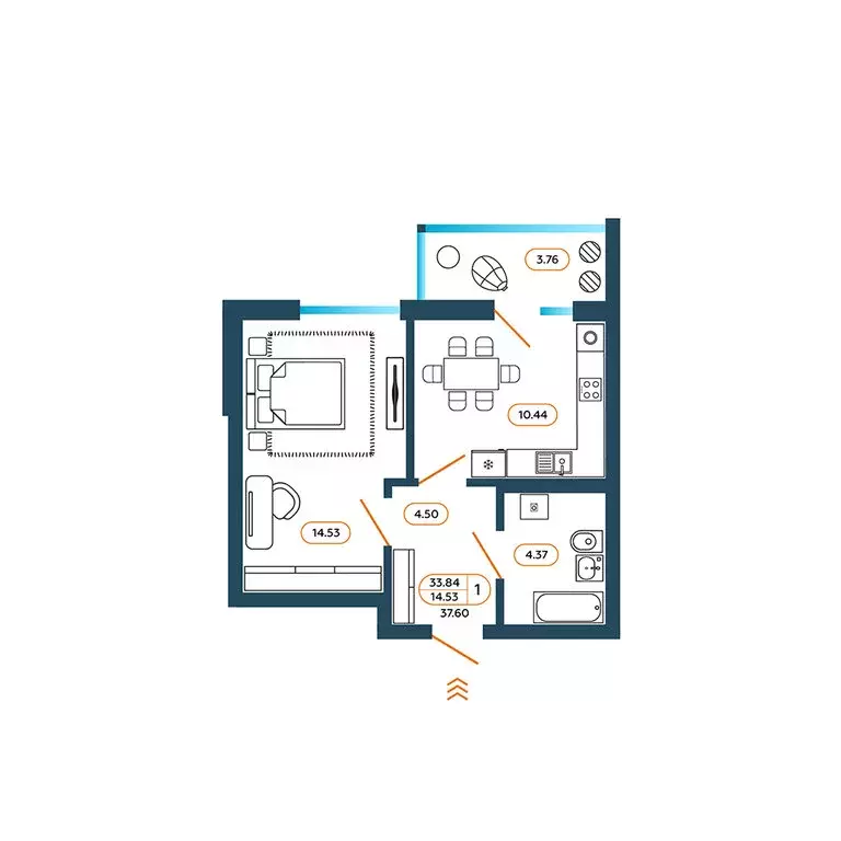 1-комнатная квартира: Батайск, Родная улица, 1 (38.2 м) - Фото 1