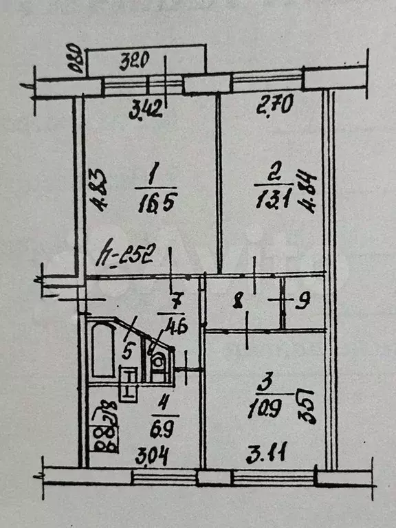 3-к. квартира, 59,5 м, 5/5 эт. - Фото 0