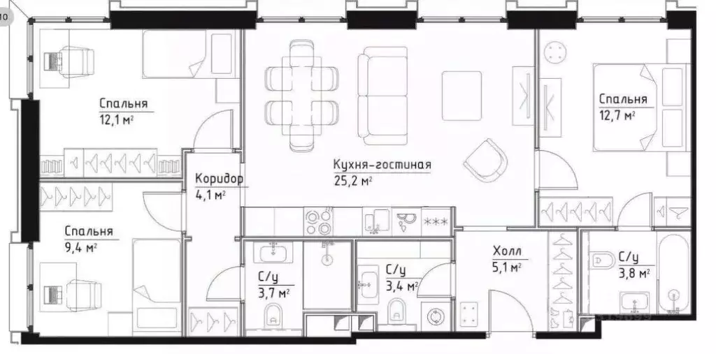 4-к кв. Москва Дубининская ул., 59С1 (79.5 м) - Фото 0