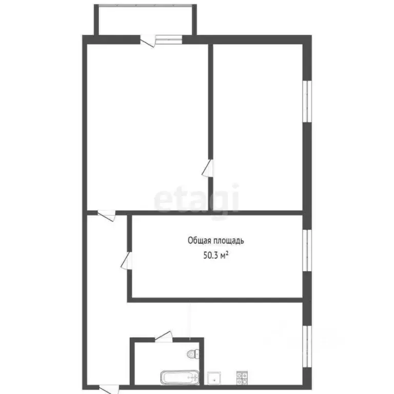 3-к кв. Кемеровская область, Ленинск-Кузнецкий ул. Гагарина, 8 (50.3 ... - Фото 2