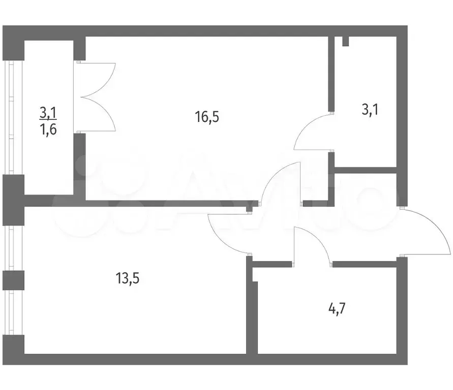 1-к. квартира, 43,5 м, 2/8 эт. - Фото 1