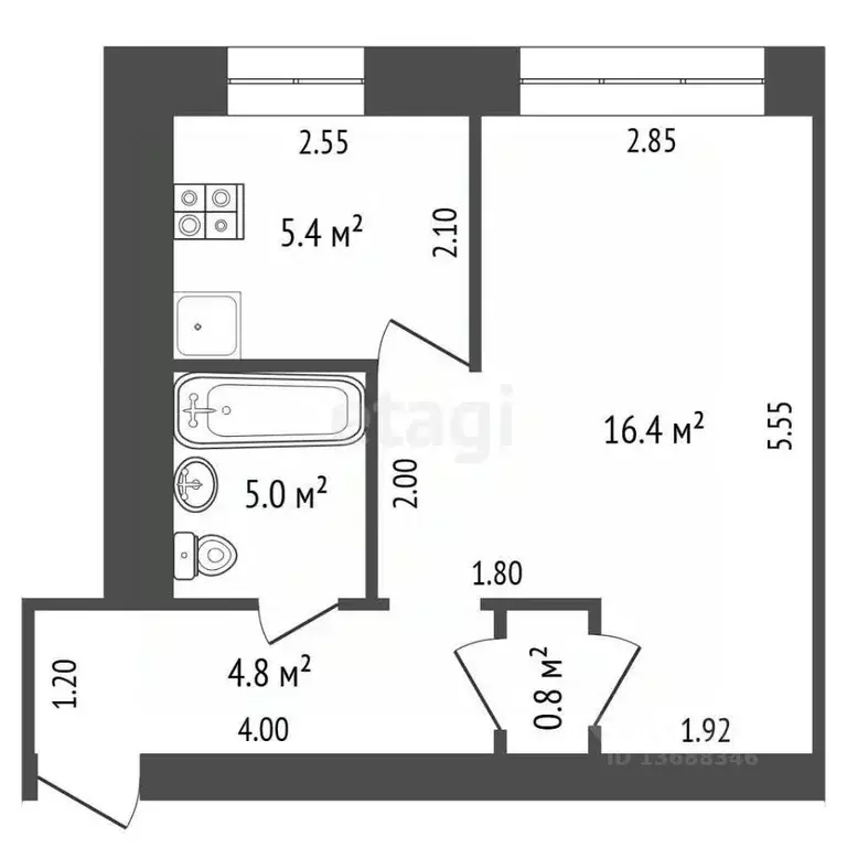1-к кв. Хабаровский край, Амурск просп. Мира, 24 (33.0 м) - Фото 2