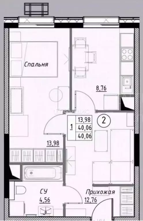 2-к кв. Московская область, Лыткарино 6-й мкр, 15А (40.1 м) - Фото 2