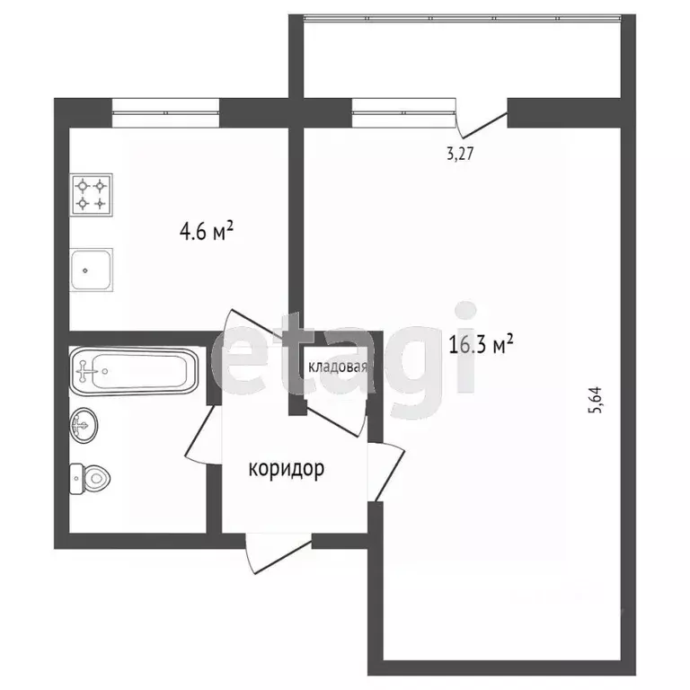 1-к кв. Крым, Симферополь 397-й кв-л,  (28.0 м) - Фото 1