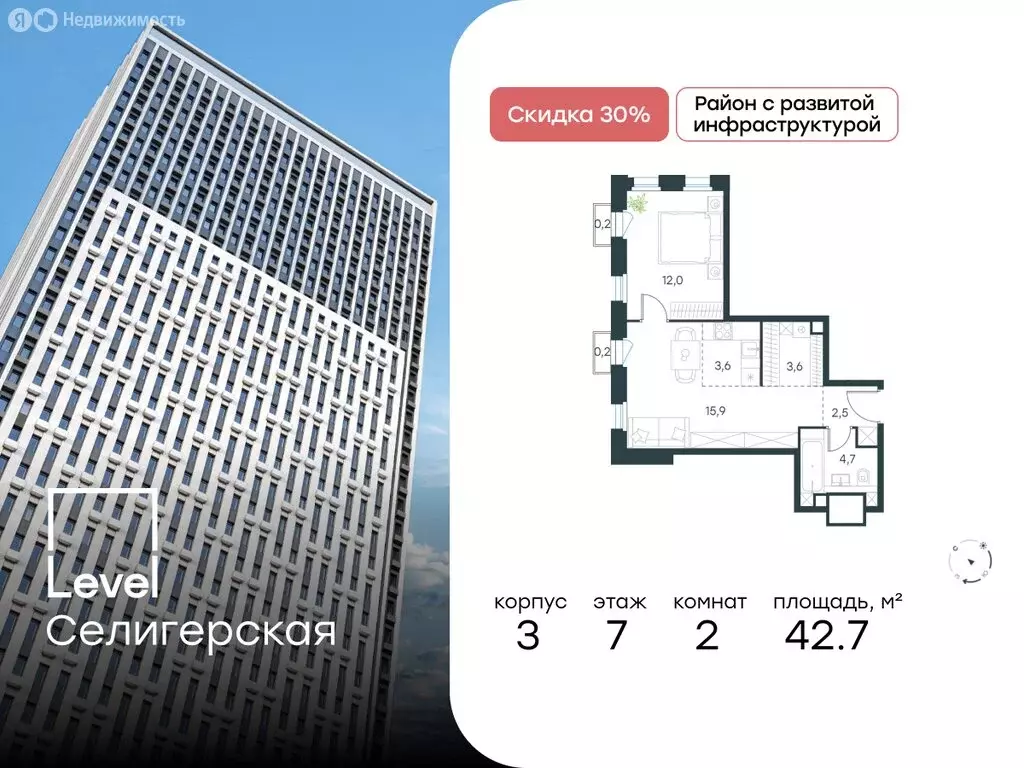 2-комнатная квартира: Москва, Ильменский проезд, 8 (42.7 м) - Фото 0