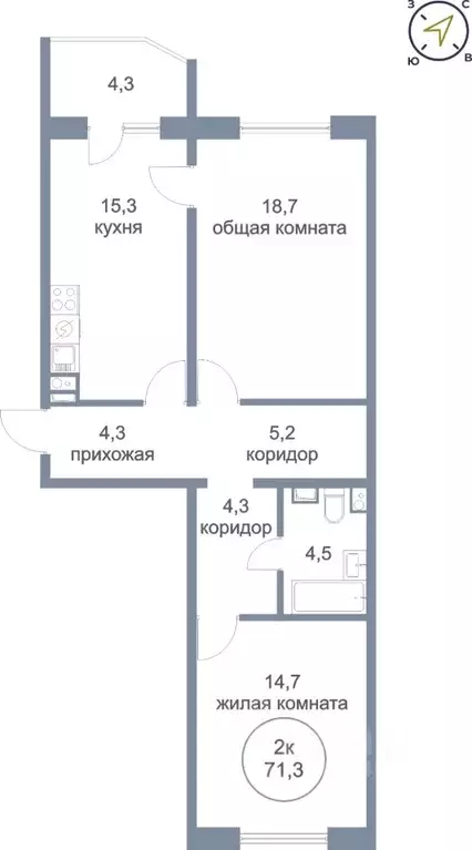 2-к кв. Ханты-Мансийский АО, Нефтеюганск 17-й мкр, 7/1 (71.3 м) - Фото 0