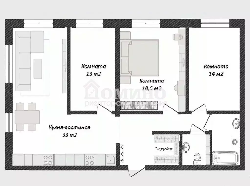 3-к кв. Тюменская область, Тюмень ул. Республики, 204к10 (99.1 м) - Фото 2