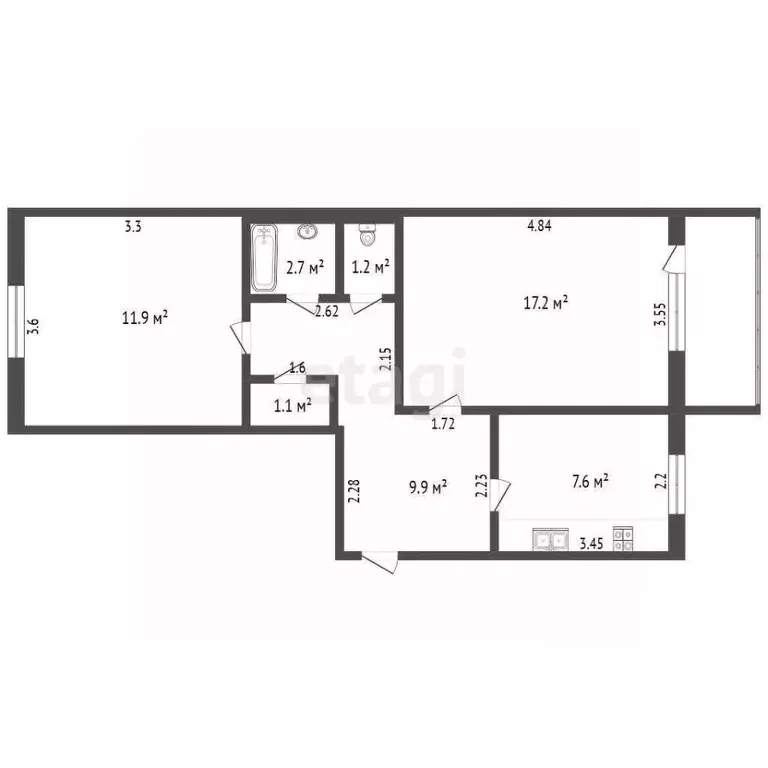 2-к кв. Смоленская область, Дорогобужский муниципальный округ, ... - Фото 1