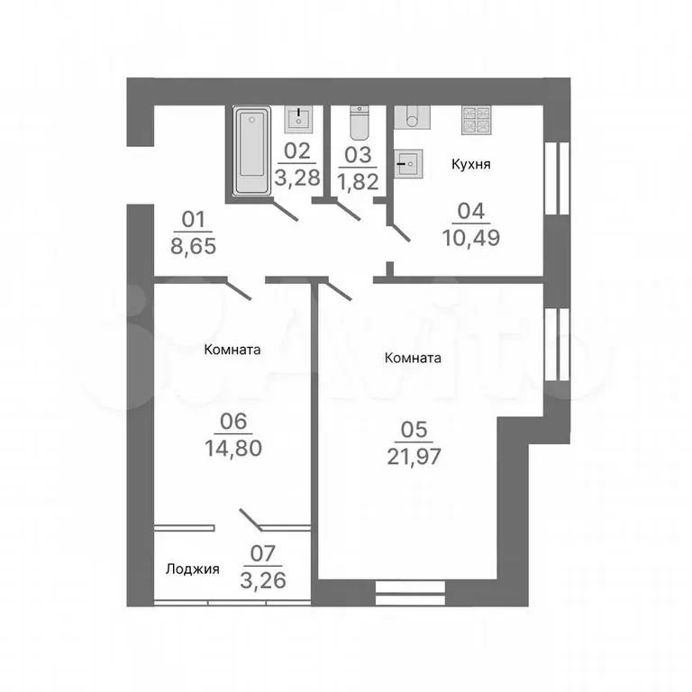 2-к. квартира, 60,9 м, 1/4 эт. - Фото 1